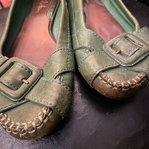 Cole Haan - Green Buckle Leather Flats - Size 8